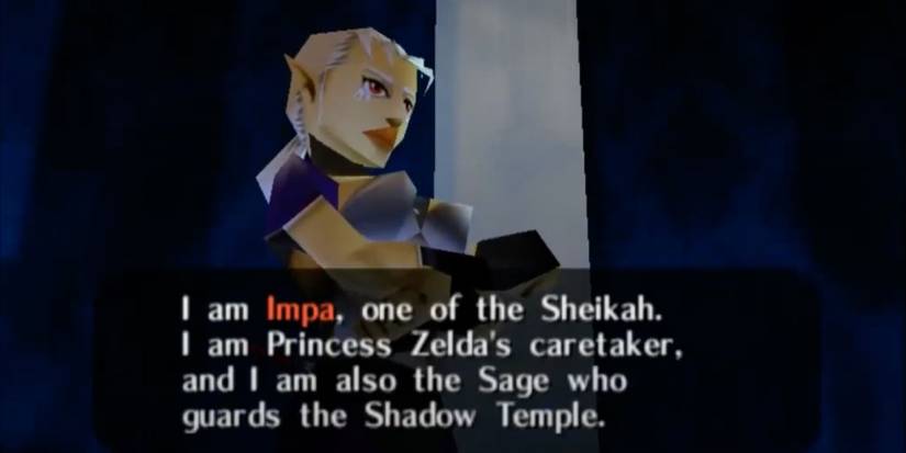 Ocarina of Time's Impa as she introduces herself as the Sage who guards the Shadow Temple