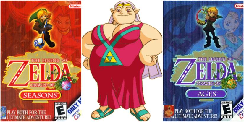 Oracle of Ages and Oracle of Seasons game covers with the Impa manual art in-between