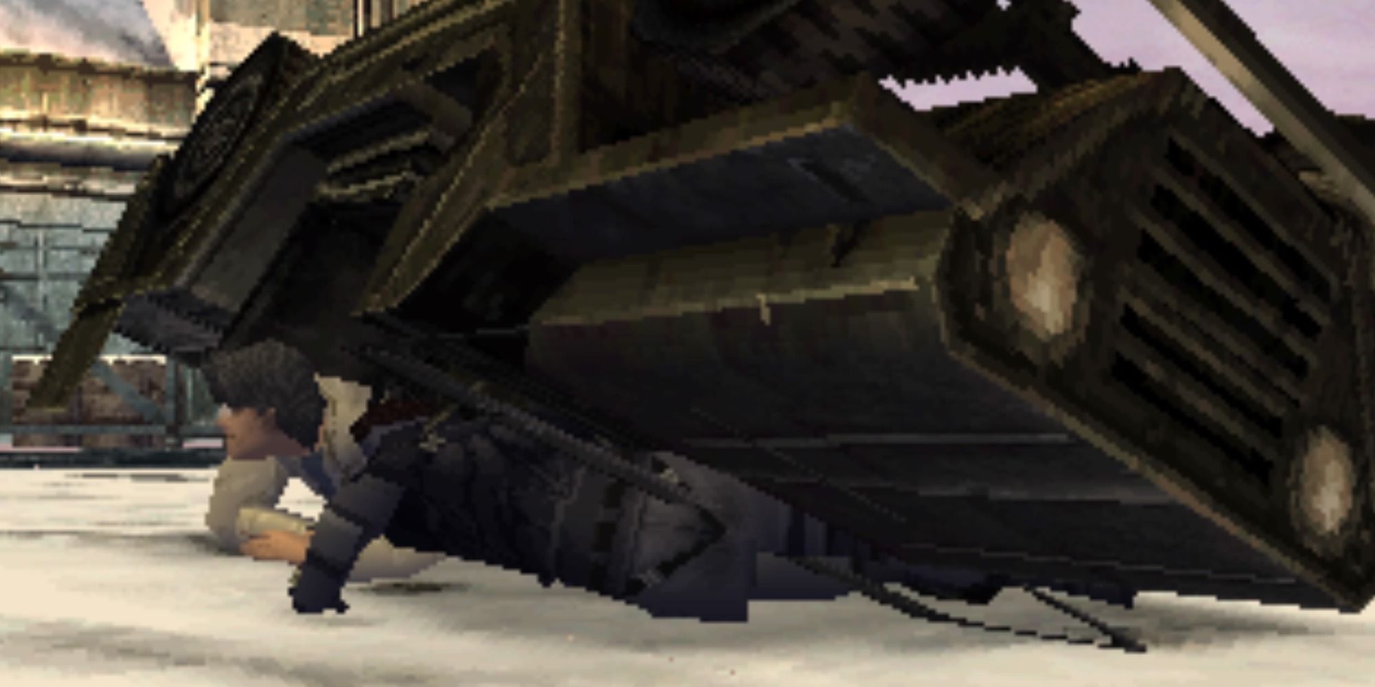 Otacon and Snake Pinned under a truck Metal Gear Solid PS1 1998