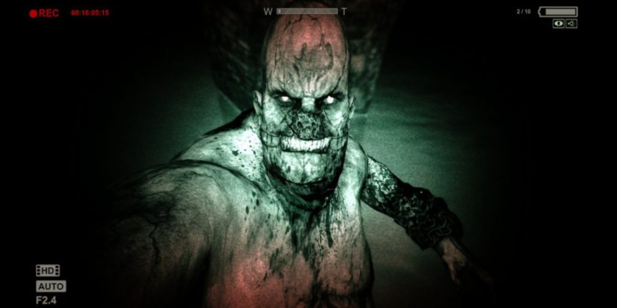 A disfigured mental patient attacking the player in Outlast