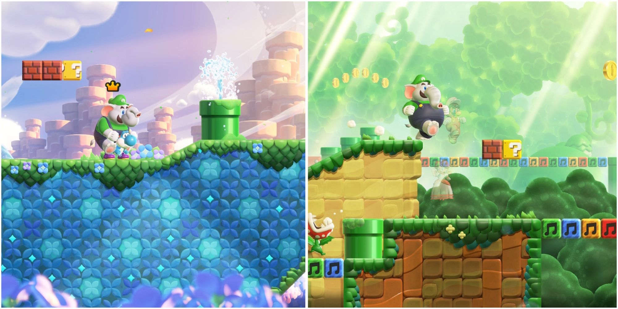 Playing levels as Luigi in Super Mario Bros. Wonder