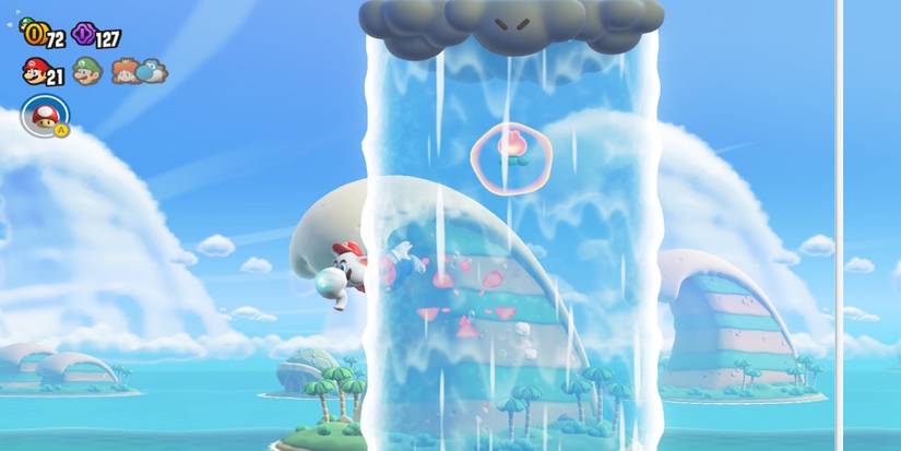 Playing through Downpour Uproar in Super Mario Bros. Wonder