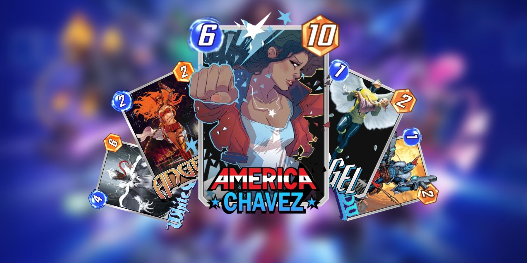 america chavez, angela, and other pool one cards in marvel snap.
