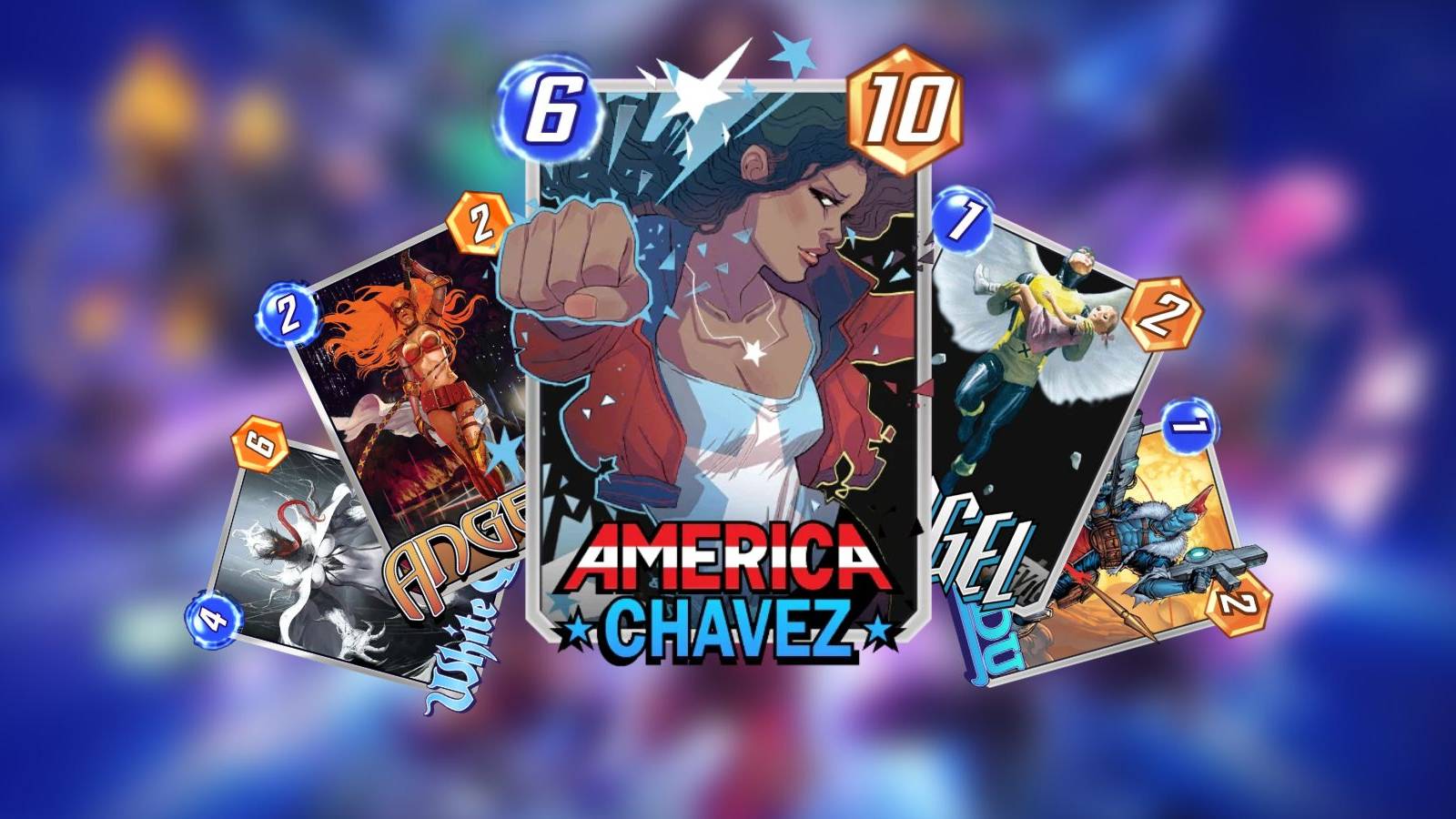 america chavez, angela, and other pool one cards in marvel snap.