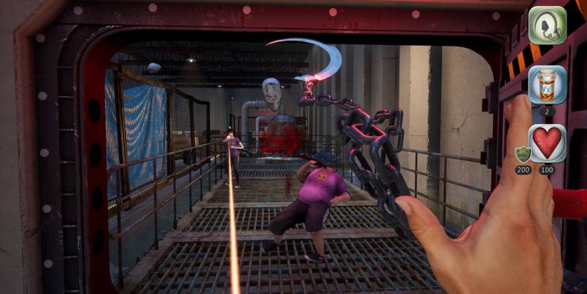 An enemy getting decapitated in Postal 4: No Regerts