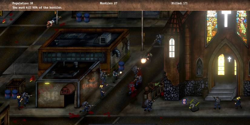 A player getting attacked in Postal Redux