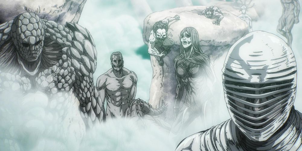Some of the previous Titan Shifters summoned by Eren's Founding Titan