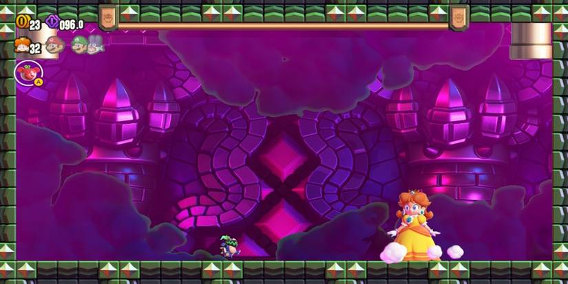 Princess Daisy fighting Bowser Jr. in Super Mario Bros. Wonder