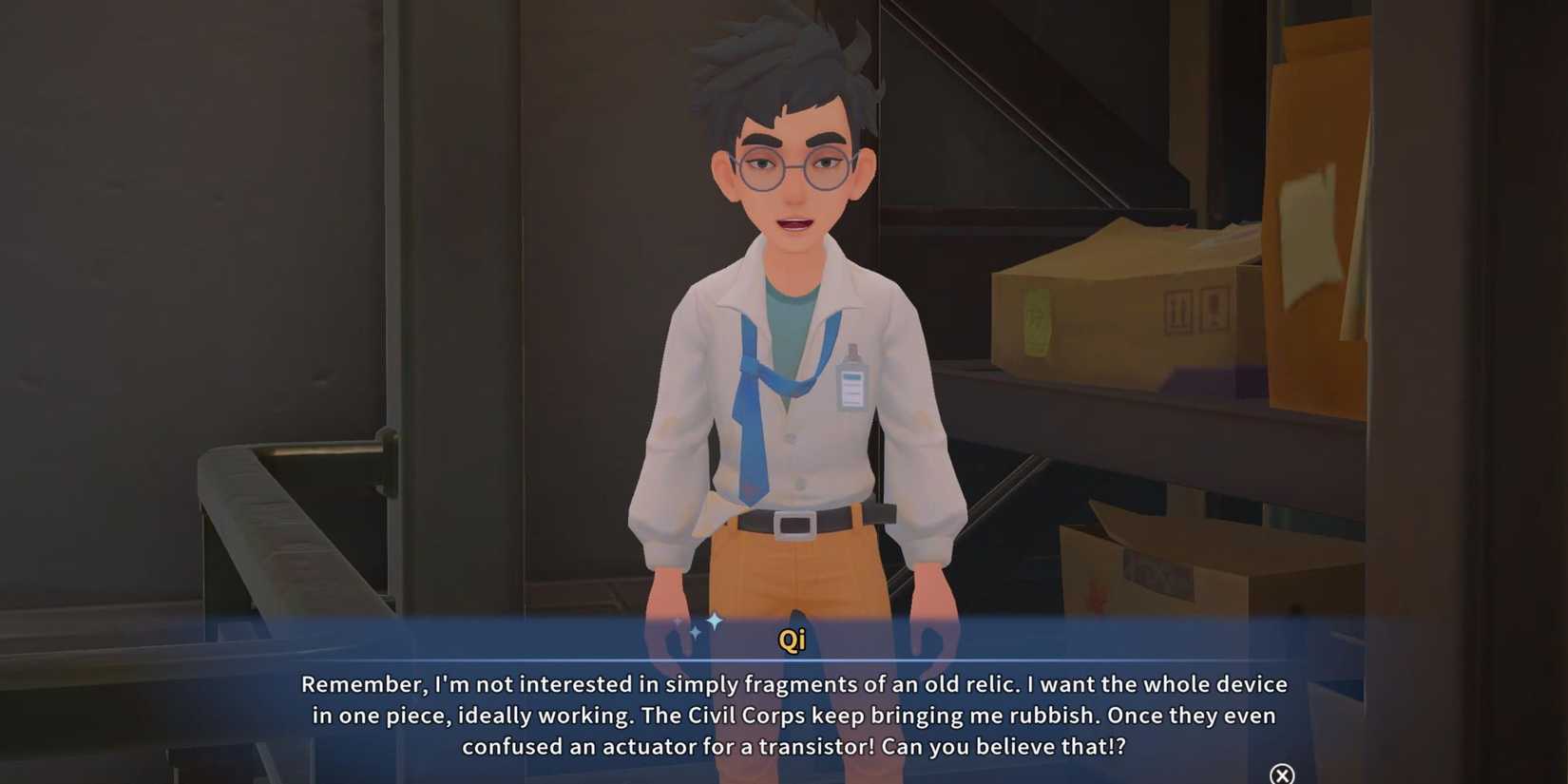 Qi in his lab in My Time at Sandrock