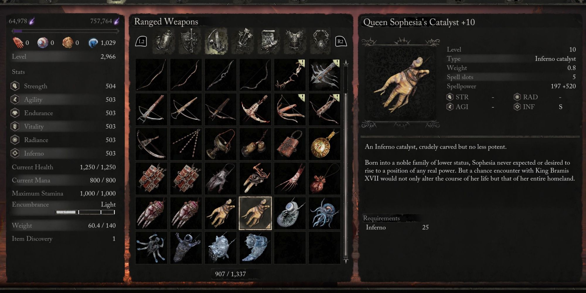 Queen Sophesia's Catalyst Information in Lords of the Fallen