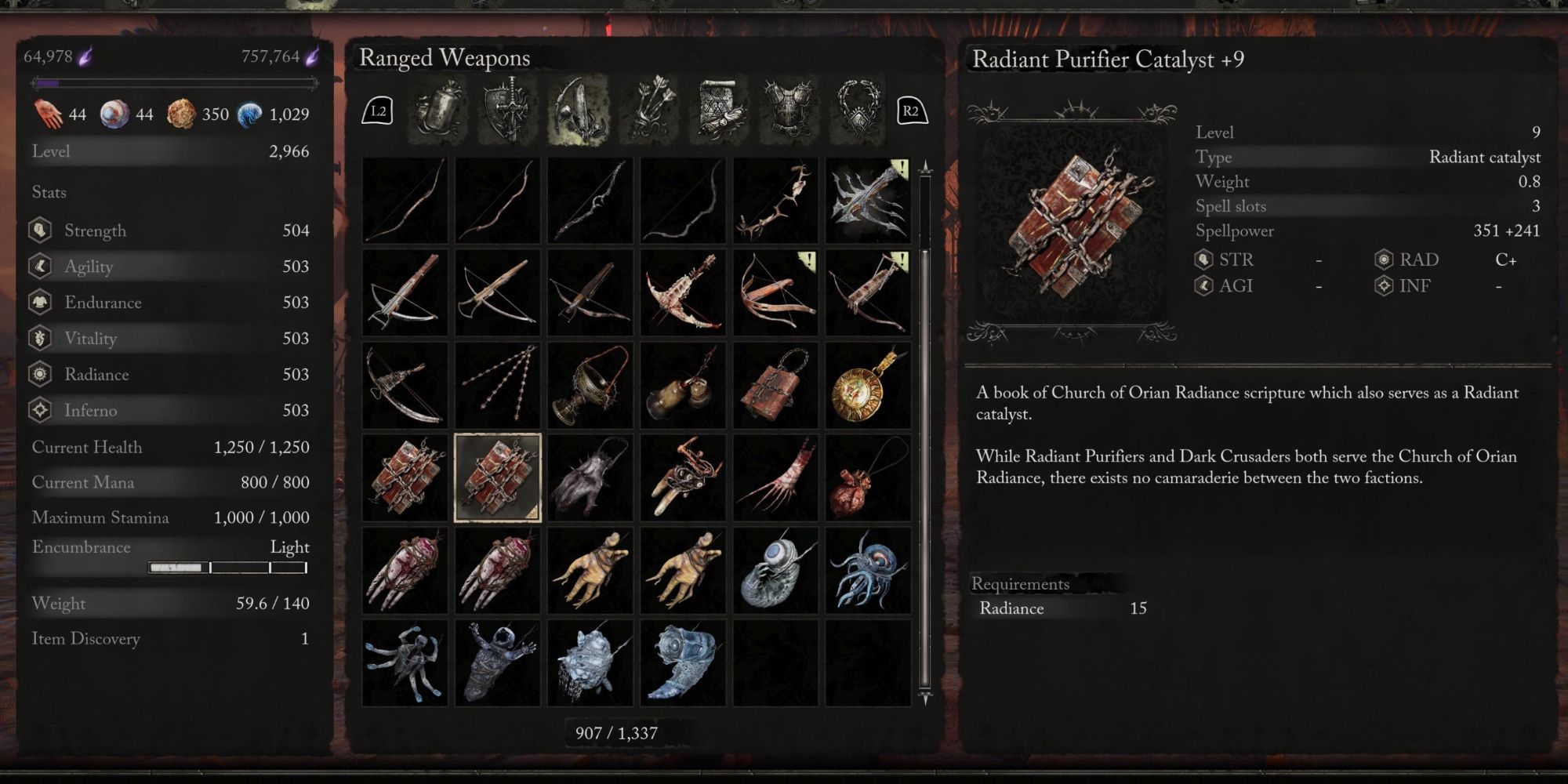 Radiant's Purifier Catalyst Information in Lords of the Fallen