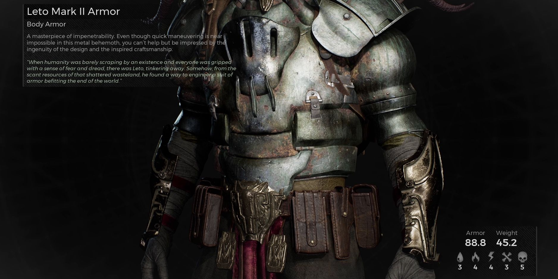 Remnant 2 - Leto Mark II Armor In Inspect Menu