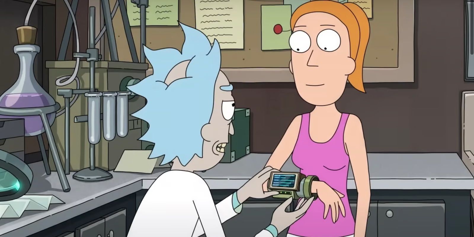 Rick gives Summer a stat slider in Rick and Morty