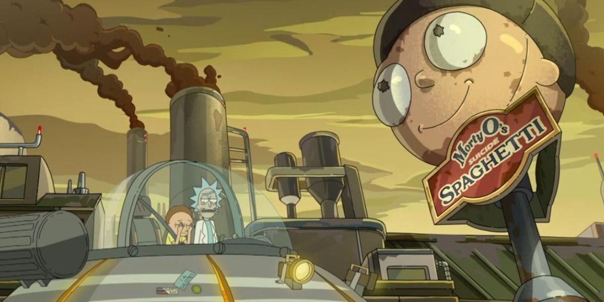 Rick takes Morty to the Morty-O's spaghetti factory in Rick and Morty