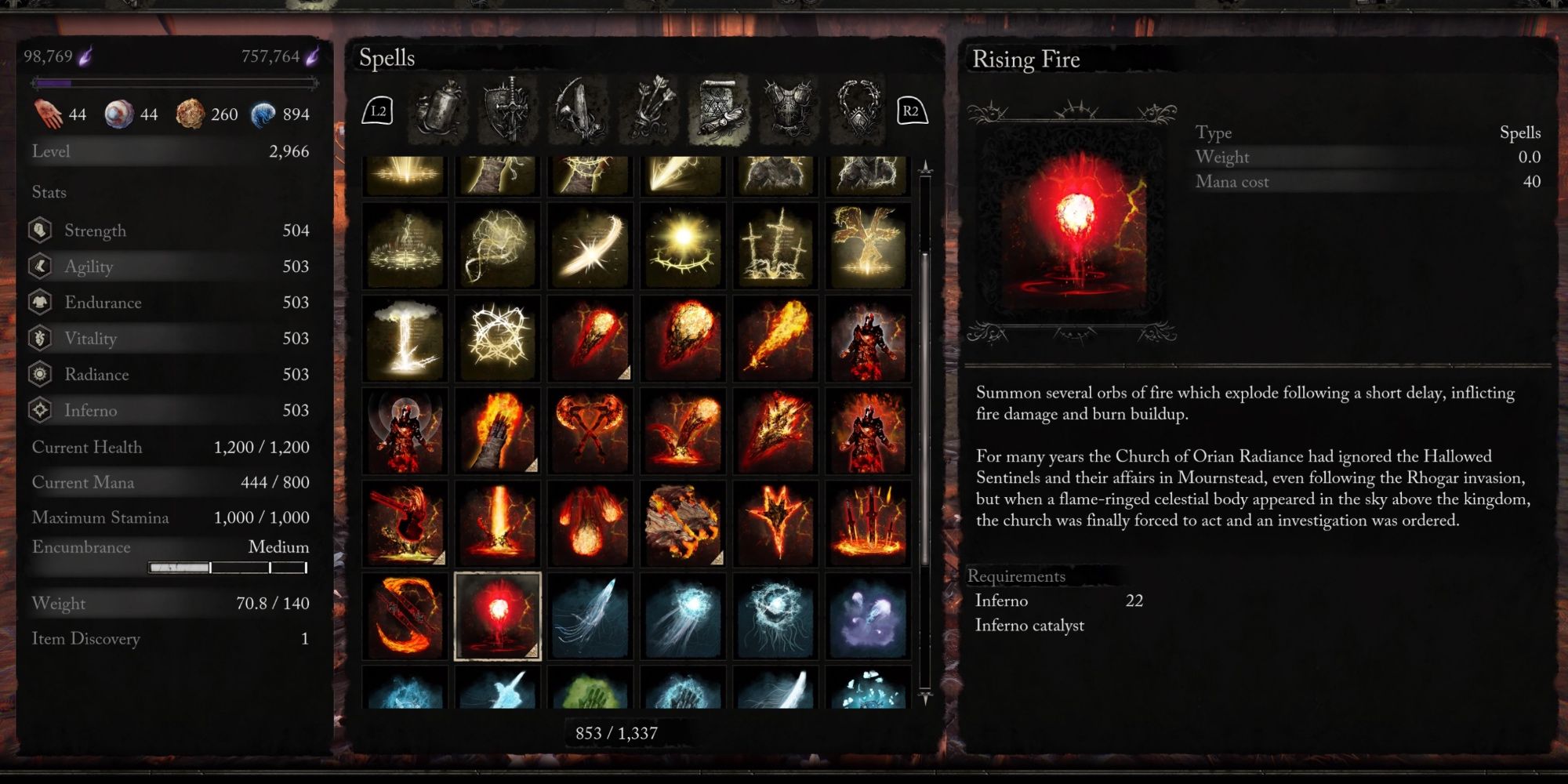 Rising Fire Information in Lords of the Fallen