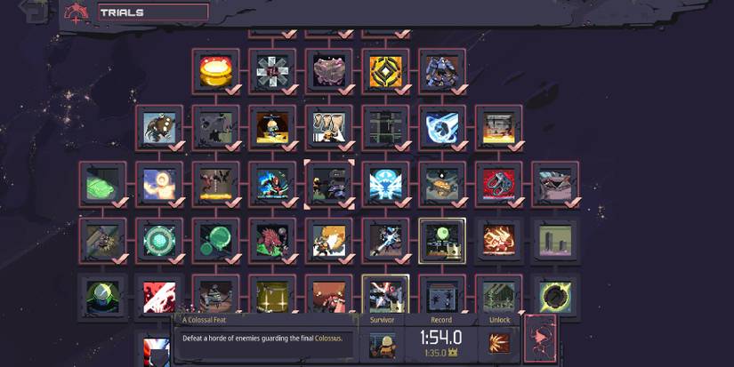 Risk of Rain Returns - Example Of Completed Providence Trials Menu