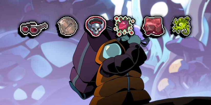 Risk of Rain Returns - Lens Maker's Glasses, Razor Penny, Wicked Ring, Leeching Seed, Meat Nugget, The Toxin