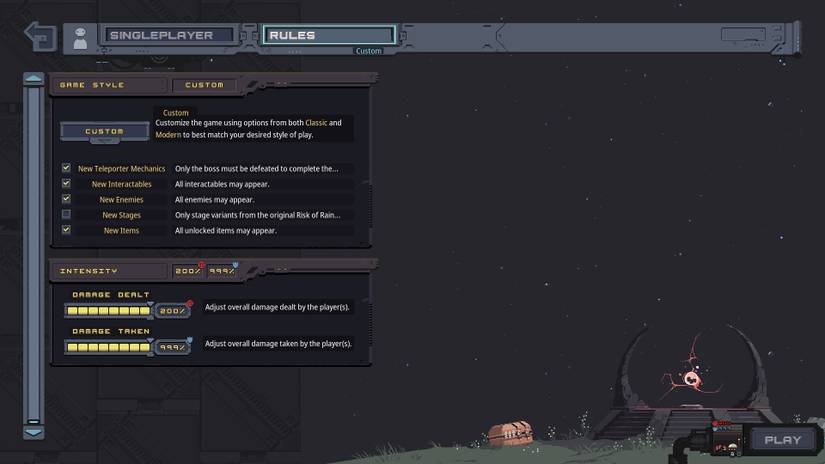 The Rules window in Risk of Rain Returns