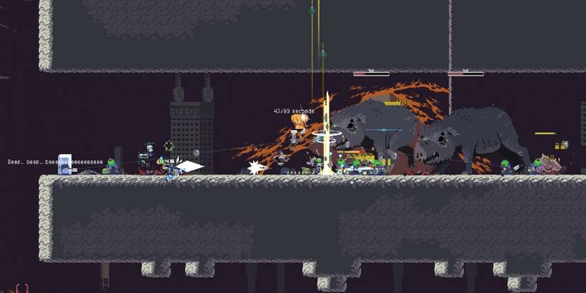 Risk of Rain platform fighting ganeplay