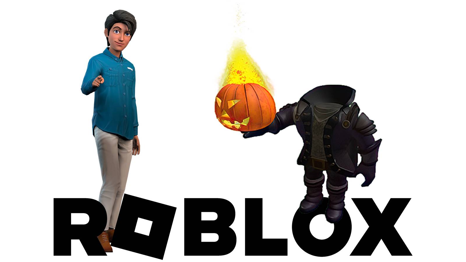 Roblox Headless Horseman game logo white composite