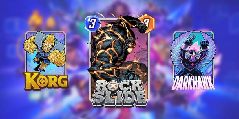 rockslide, korg, and darkhawk cards in marvel snap.