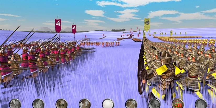 Rome: Total War battle with spears in tall grass