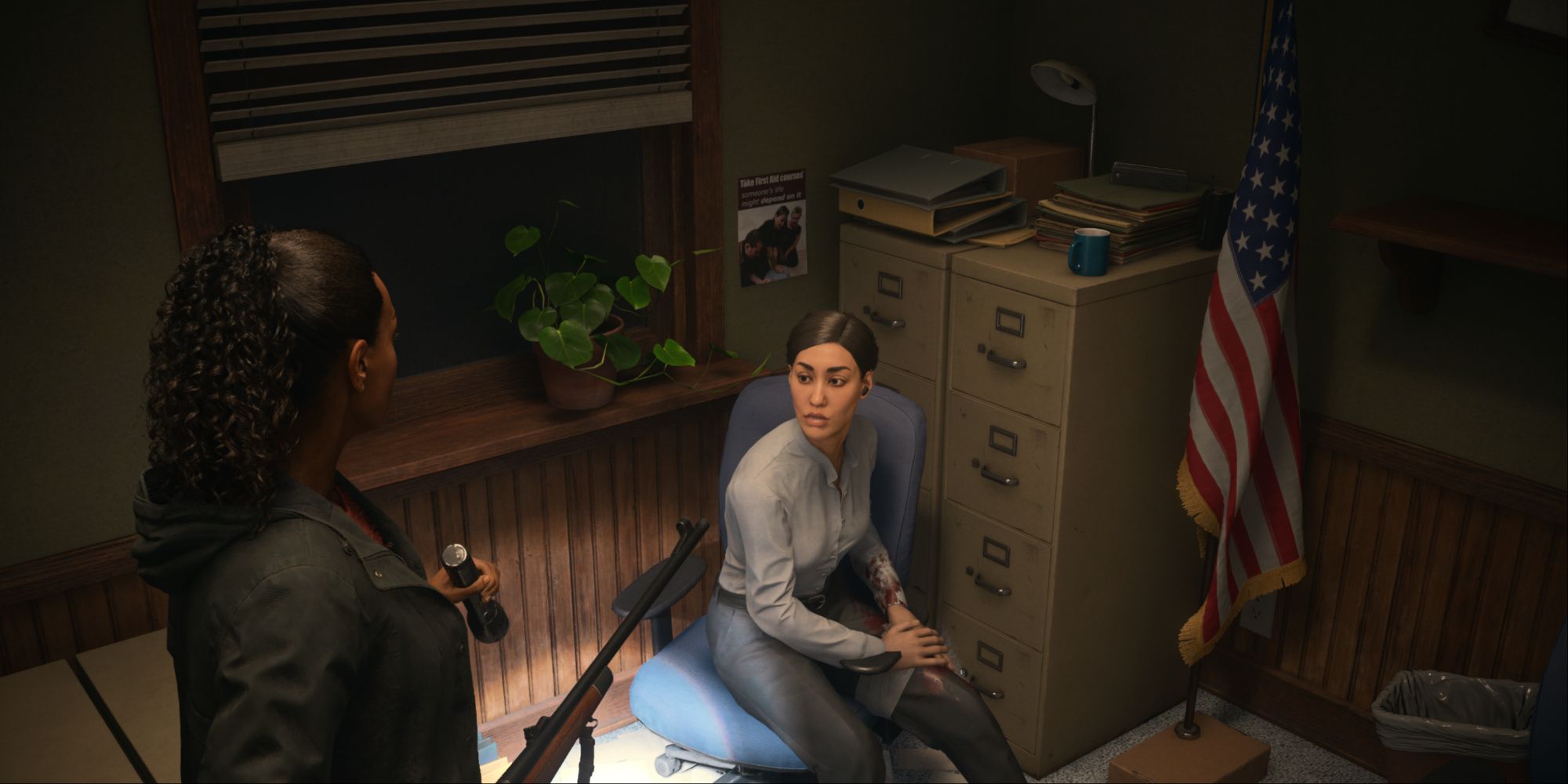 Saga talking to Agent Estevez in Alan Wake 2