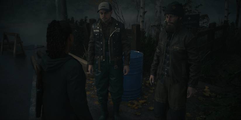 Saga talking to the Koskelas Brothers in Alan Wake 2