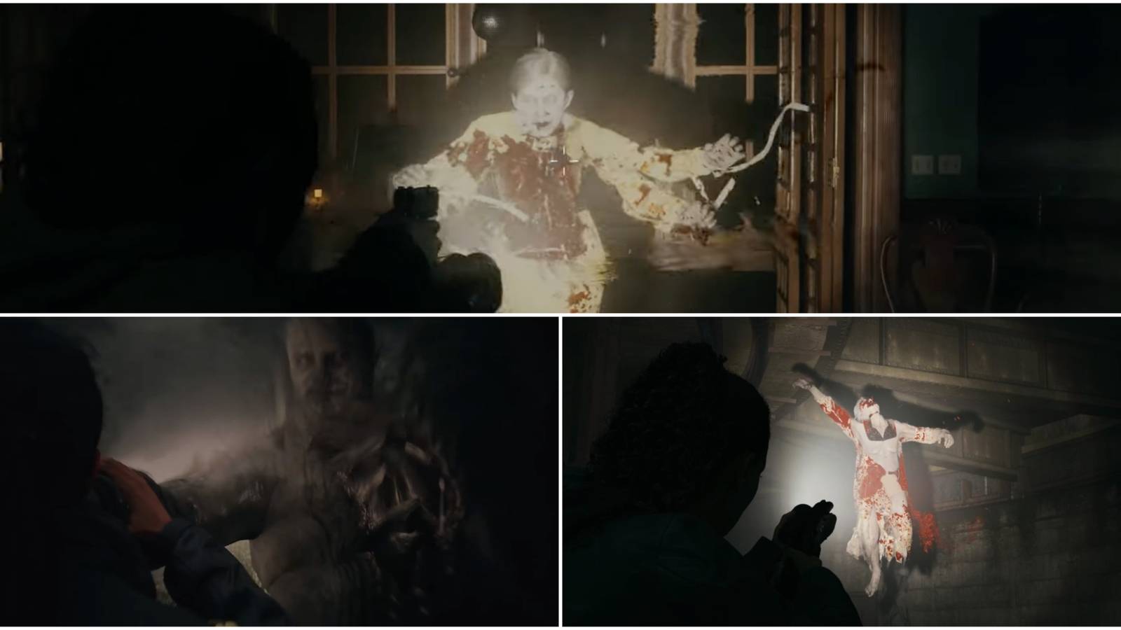 Split image showing Taken Diver, Nightingale and Cynthia Weaver in Alan Wake 2