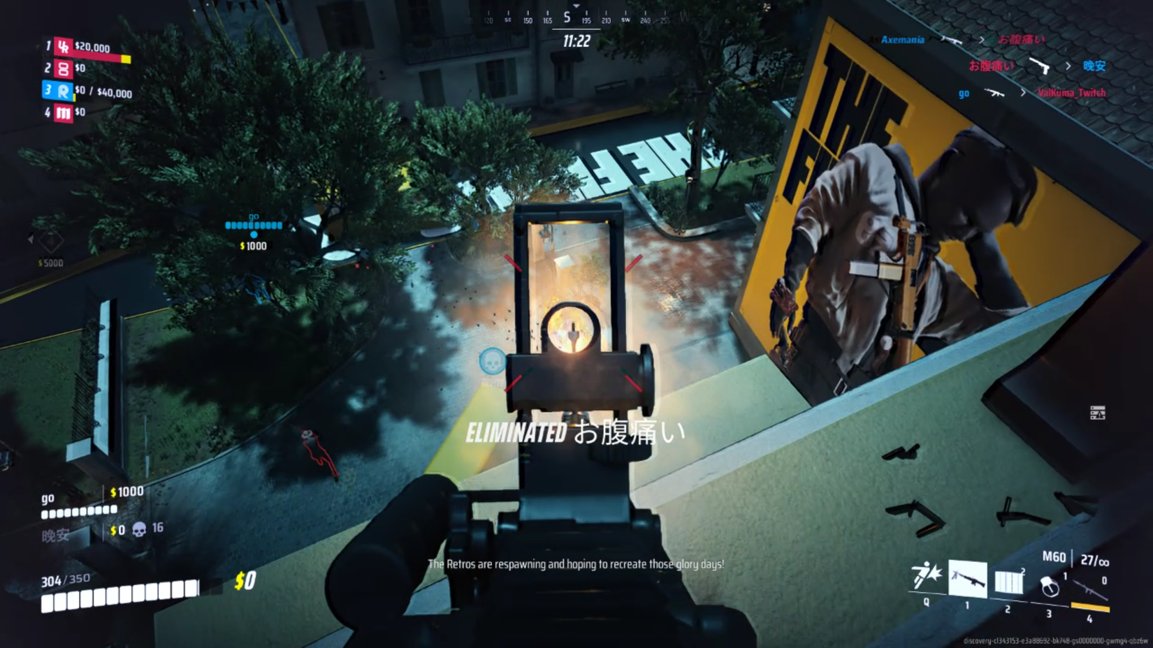 Scoring an elimination with the M60 in The Finals