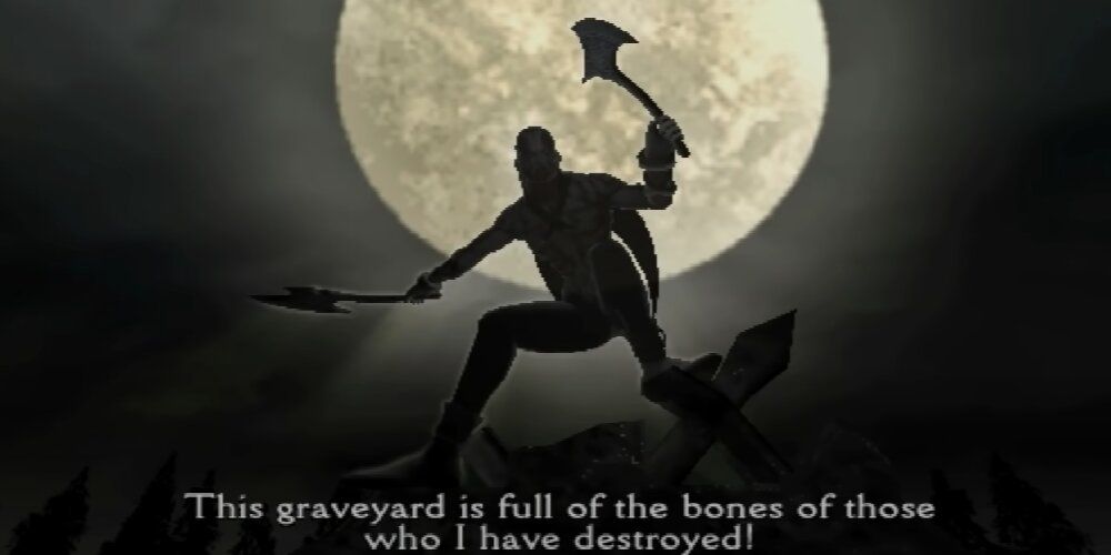 Sebastian Standing In Front Of The Moon Wielding Two Axes In Clock Tower 3