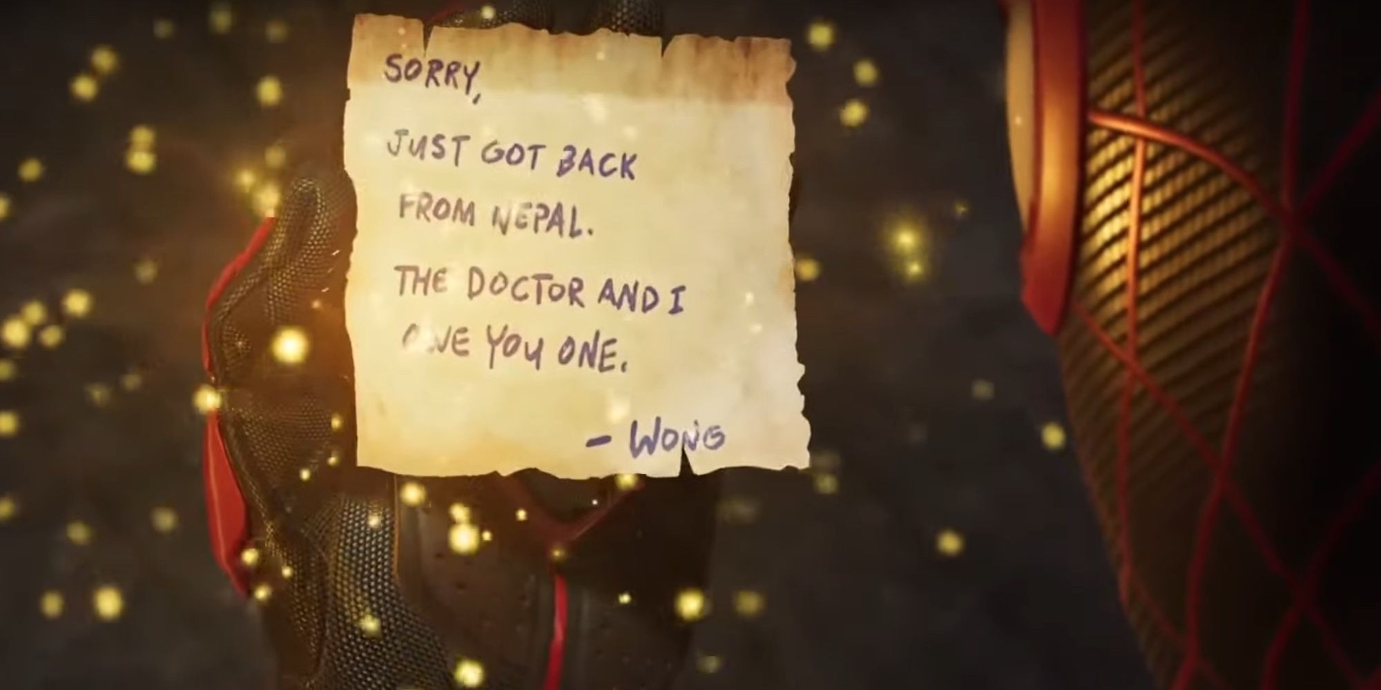 Note left by Wong in Marvel's Spider-Man 2