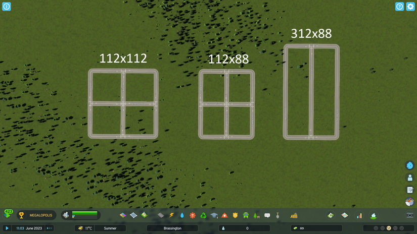 Optimal grid sized for Cities Skylines 2
