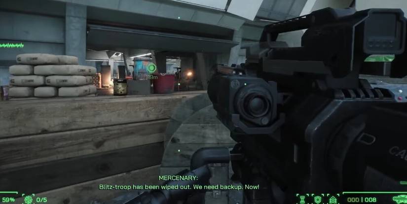 Rocket Launcher aiming at enemies in RoboCop: Rogue City