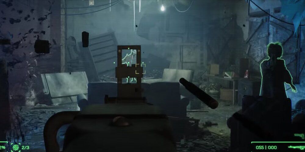 Heavy Machine Gun firing at enemies in RoboCop: Rogue City