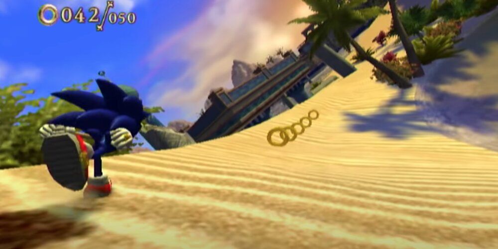 Sonic running through a desert