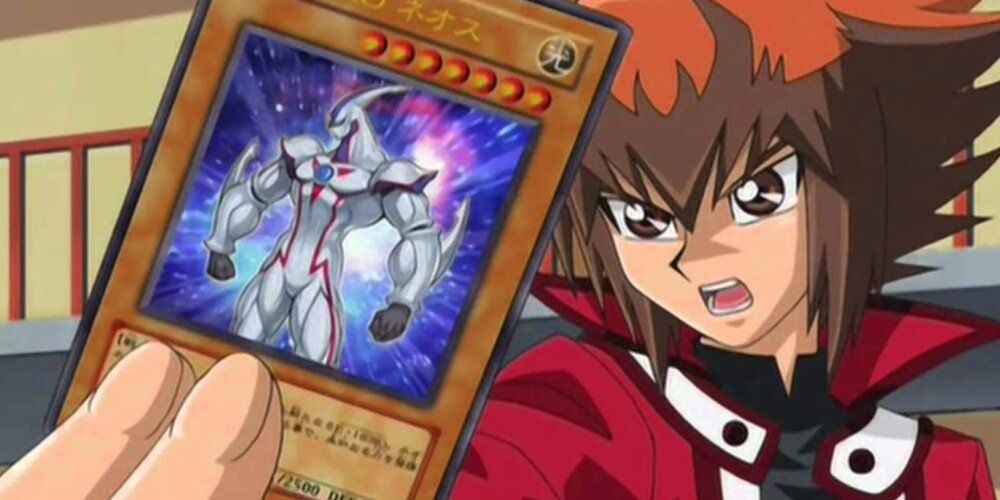 Jaden Yuki with an Elemental Hero card