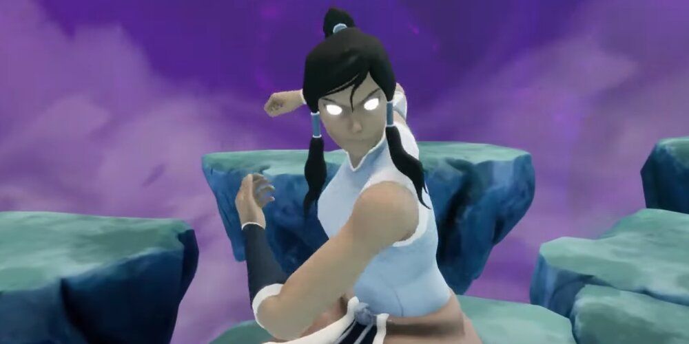 Korra awakening her powers in Nickelodeon All Star Brawl 2