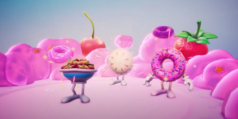 Donuts and pies with arms and legs