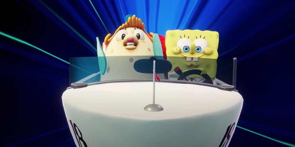 Spongebob and Mrs Puff in a car