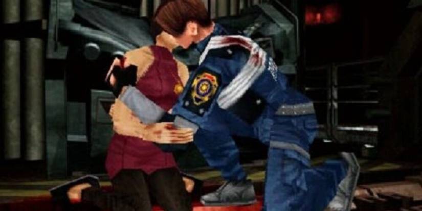 Leon and Ada kissing