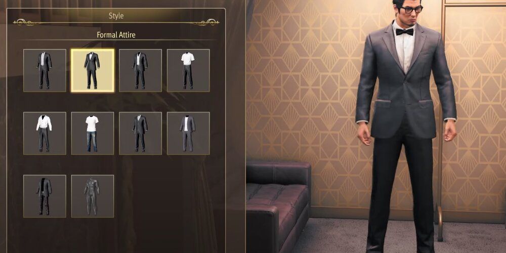 Kiryu wearing formal attire