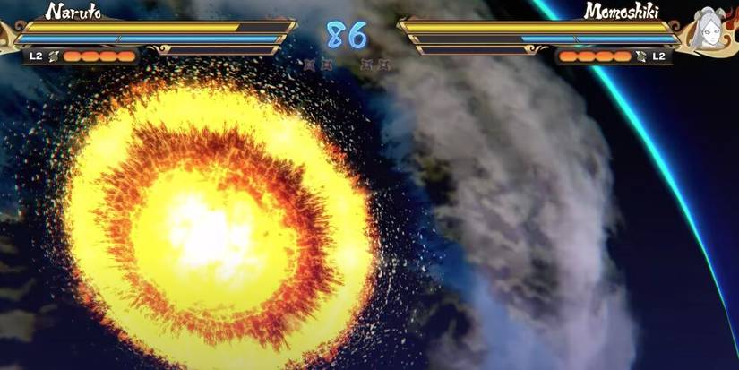 Momoshiki creating a crater on a planet