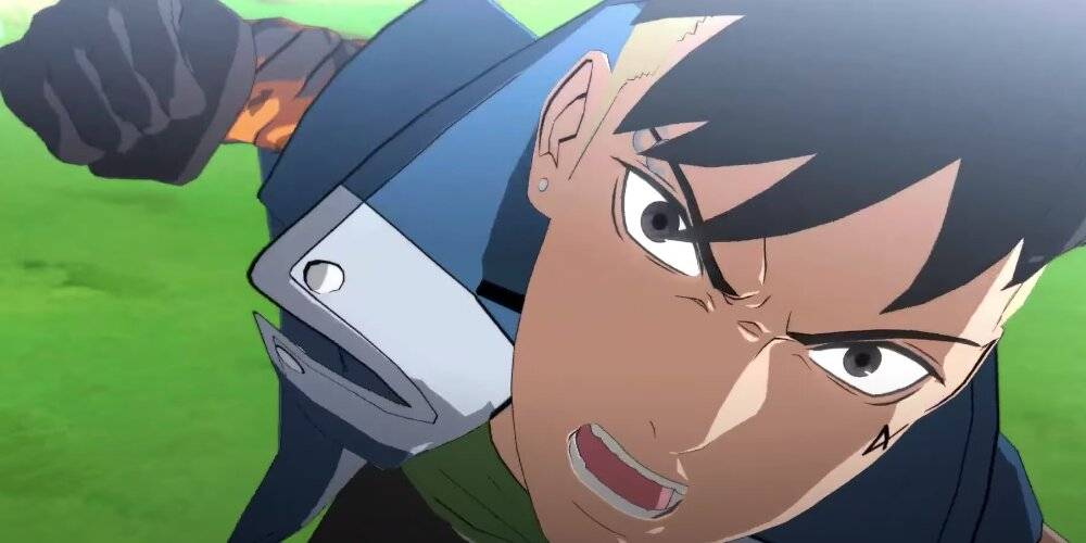 Kawaki charging up a punch