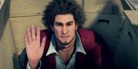 Ichiban sitting in a box in Yakuza: Like A Dragon