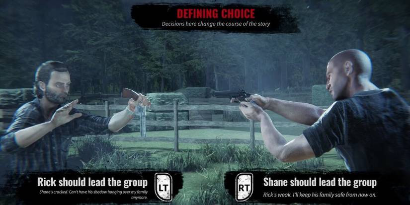 Shane aiming a gun at Rick