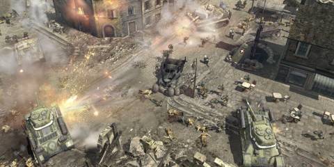 Tanks firing at one another in an urban city