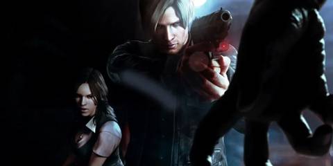 Leon and Helena aiming at the zombie president in Resident Evil 6