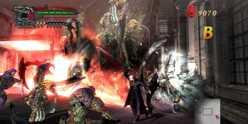 Vergil defeating a giant Demon in Devil May Cry 4