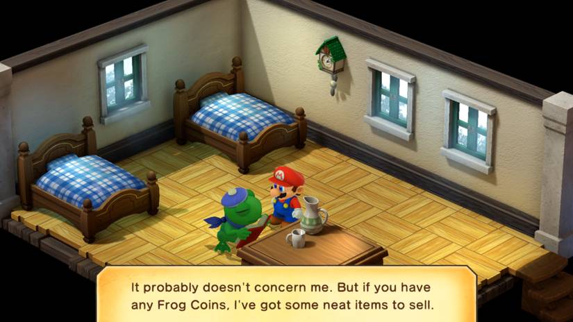 Super Mario RPG Frog Coin Emporium at Seaside Town run by Frog Sage's Student